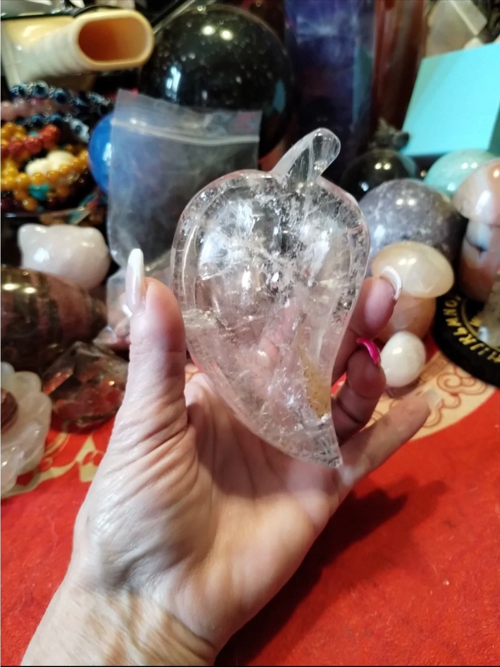 Clear Quartz Leaf bowls set of 2